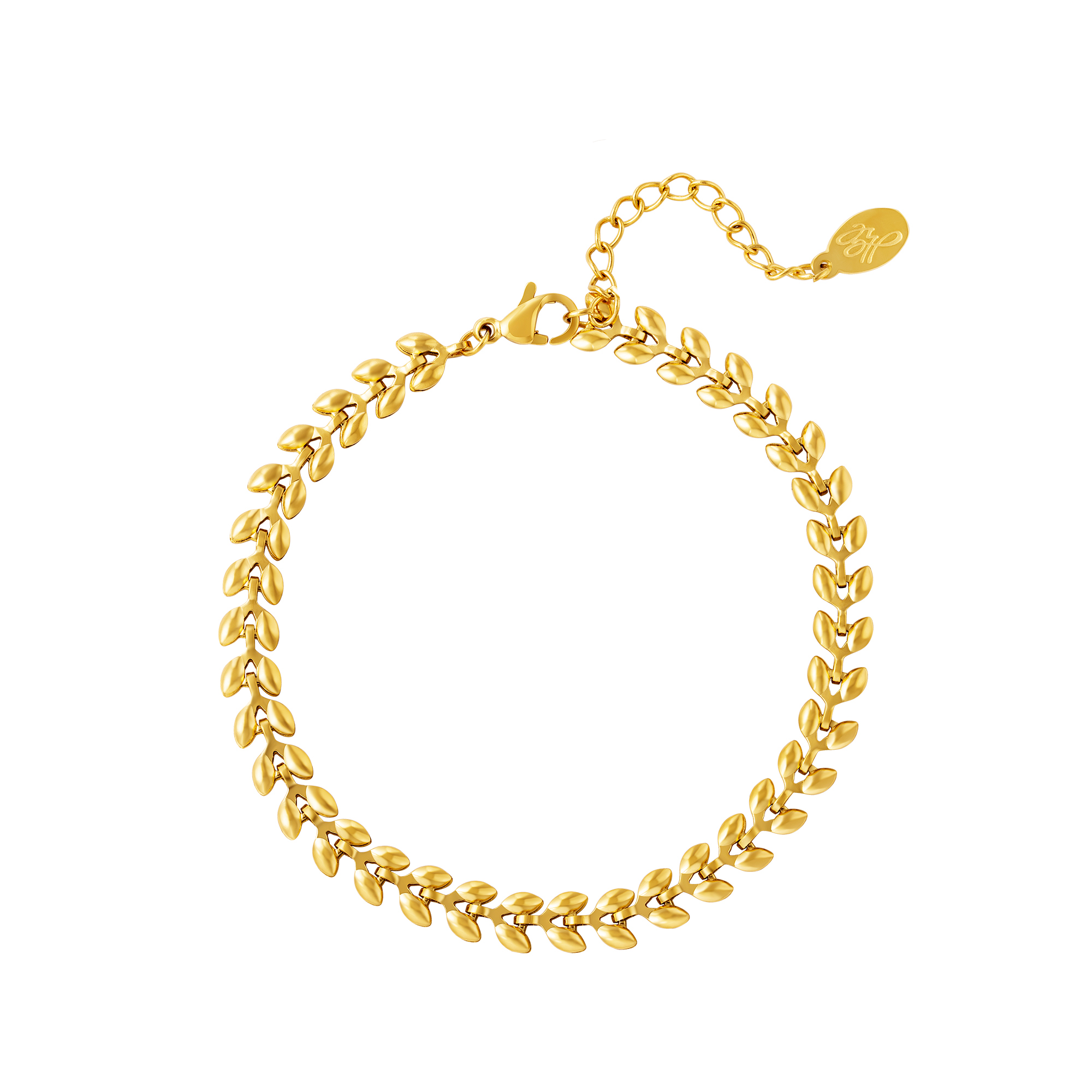 Armband Blaadjes goud gouden korte dames armbanden bracelets met blaadjes patroon rvs roest vrij staal yehwang sieraden accessoires kopen bestellen