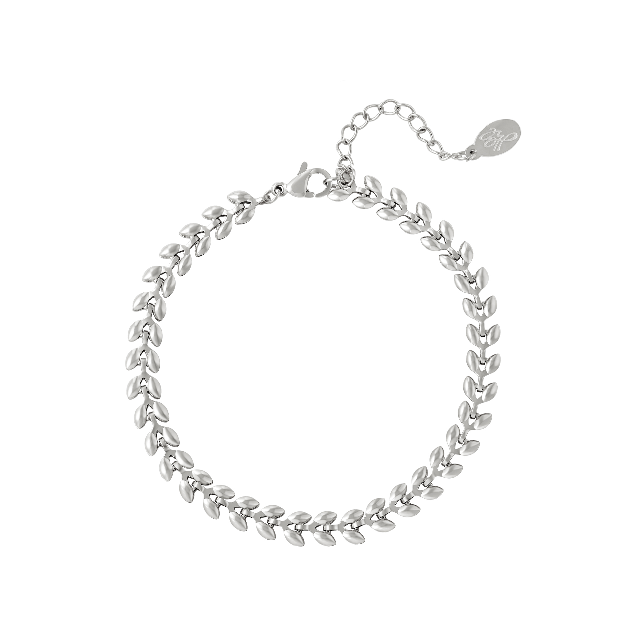 Armband Blaadjes zilver zilveren korte dames armbanden bracelets met blaadjes patroon rvs roest vrij staal yehwang sieraden accessoires kopen bestellen