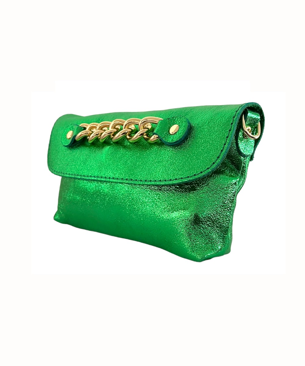 Metallic Leren-Schoudertas-Gold-Chain-groen groene schoudertassen-clutch-clutches-gouden-ketting-detail-tassen-itbags-kopen-bestellen-online side