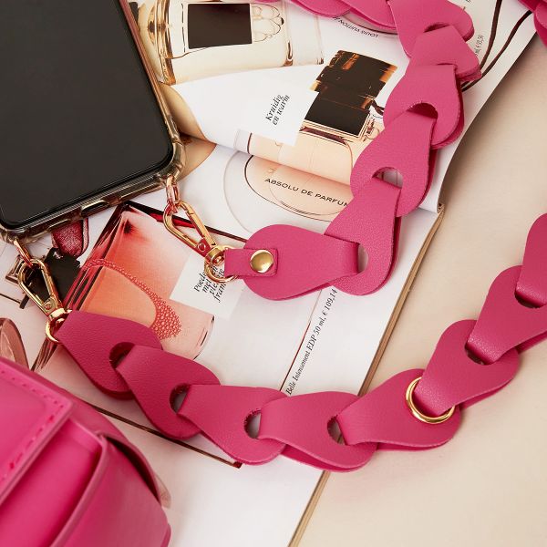 Telefoonkoord Simply Braided fuchsia roze gevlochten tassen hengsels banden bagstrap kopen bestellen goedkoop details