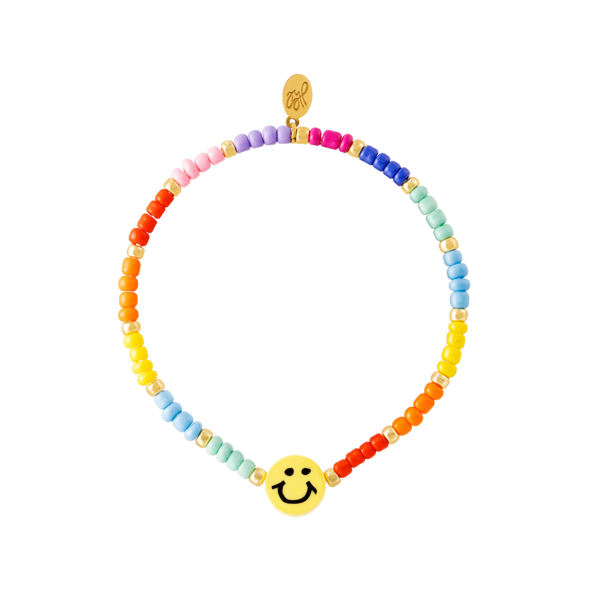 Armband Smiley Beads multi gekleurde dames armanden met smiley bedel kleurrijke bracelets sieradenk kopen bestellen yehawang