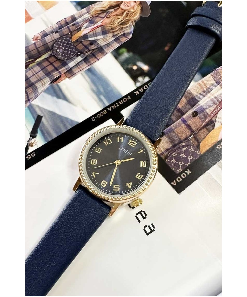Navy Ernst Horloge Dore donker blauwe blauw goud beslag dames horloges trendy kopen bestellen