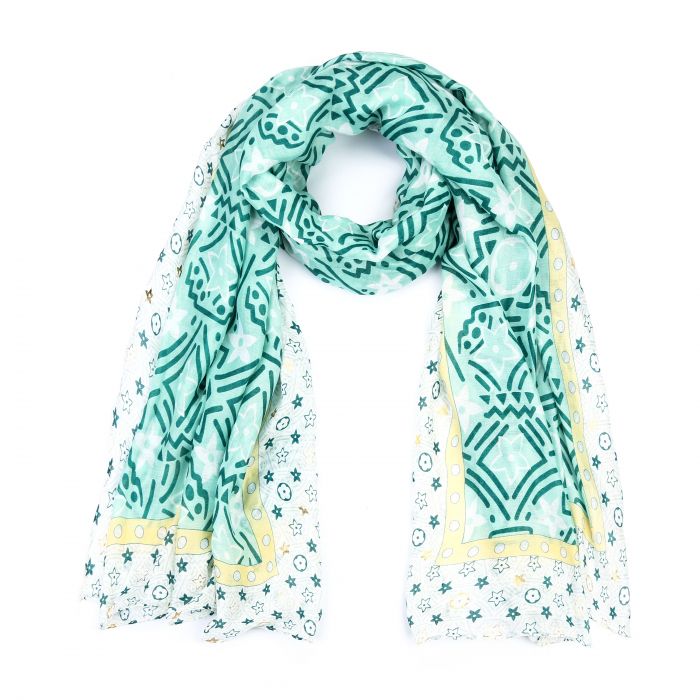 Sjaal Happy Prints groen groene mint zomer sjaals omslagdoeken dunne sjaals kopen bestellen