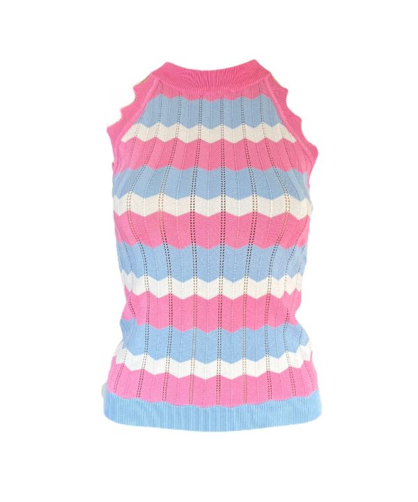 Haltertop-Lara blauw roze witte-scallop-geschulpte--dames-topjes-kopen truitjes halter gekleurde zomer dames tops zigzag kopen bestellen