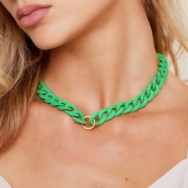 Ketting Chunky Chain Color groen groene schakelketting kettingen kleurrijke sieraden fashion kopen bestellen details