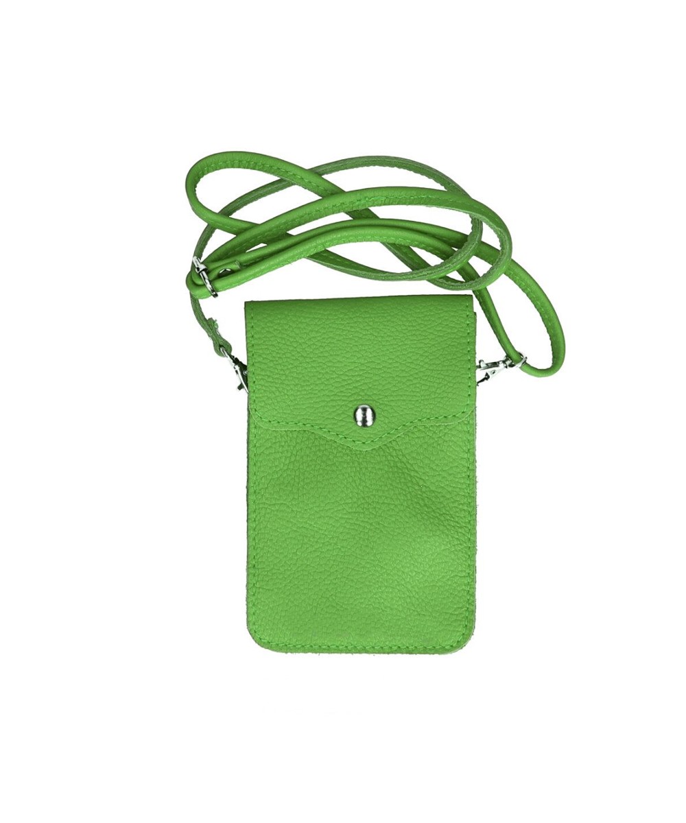 Leren-Telefoontasje-Simply-Basic-appeltjes groen groene-tassen-telefoon-tasjes-schoudertasje-handige-tas-kopen-bestellen-lederen-phonebag-lang-2-vakken-leer