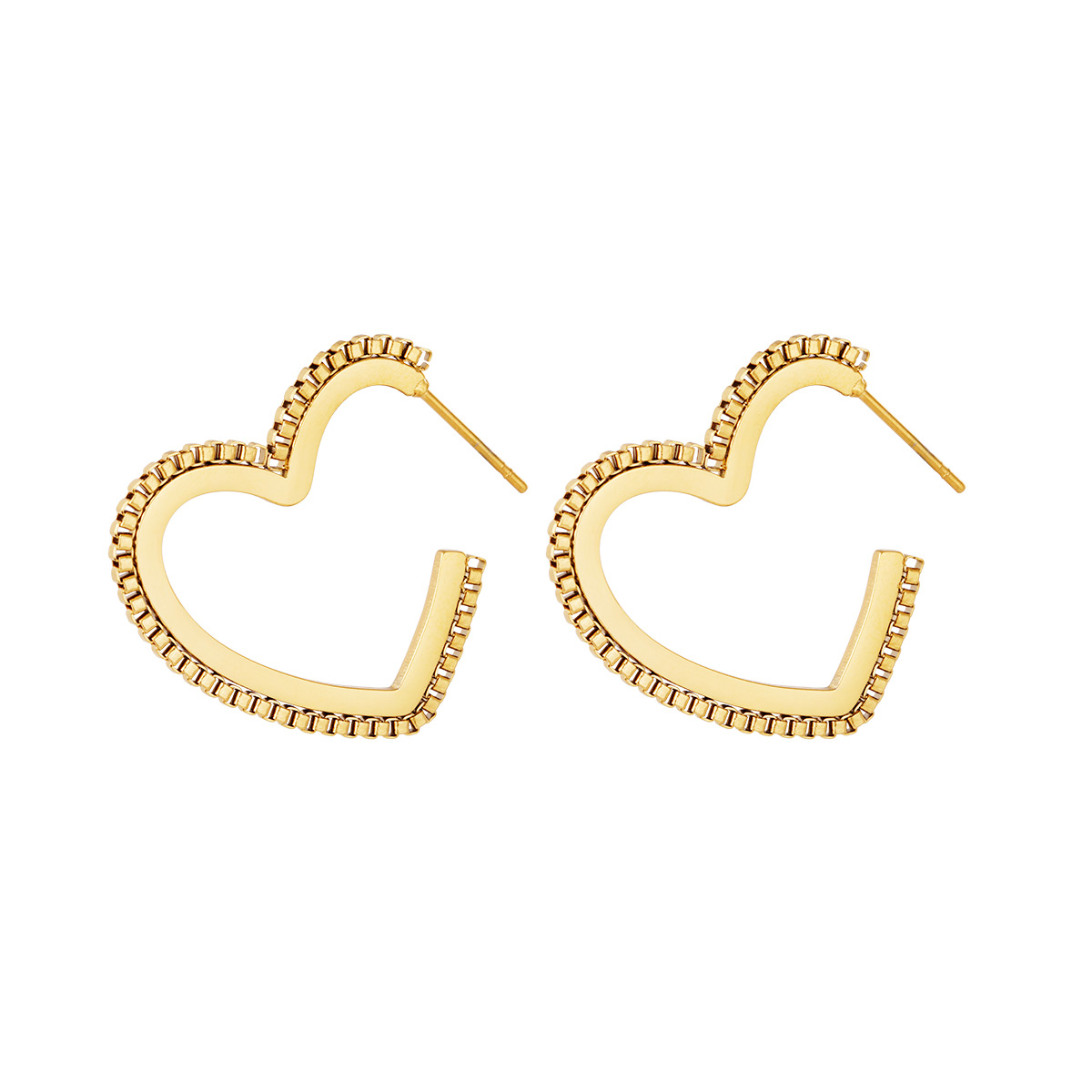 Oorbellen Hart goud gouden heart oorbel earrings strass stenen kopen bestellen
