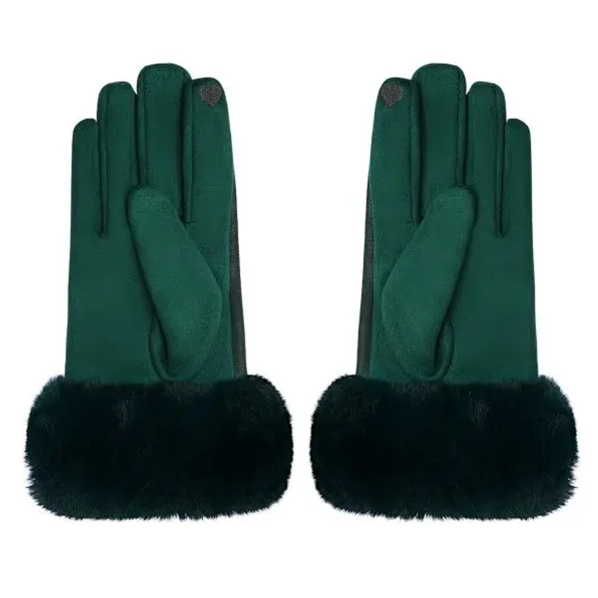 Handschoenen Faux Leer groen groene gloves handschoen dames bont kopen bestellen winter accessoires achterkant