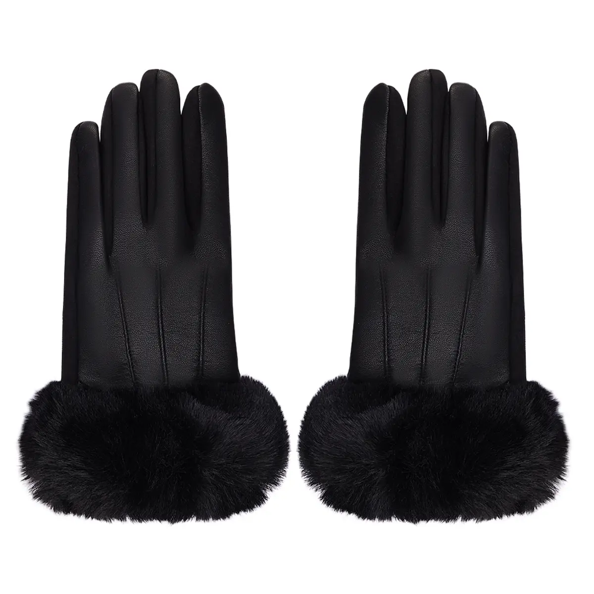 Handschoenen Faux Leer zwart zwarte gloves handschoen dames bont kopen bestellen winter accessoires
