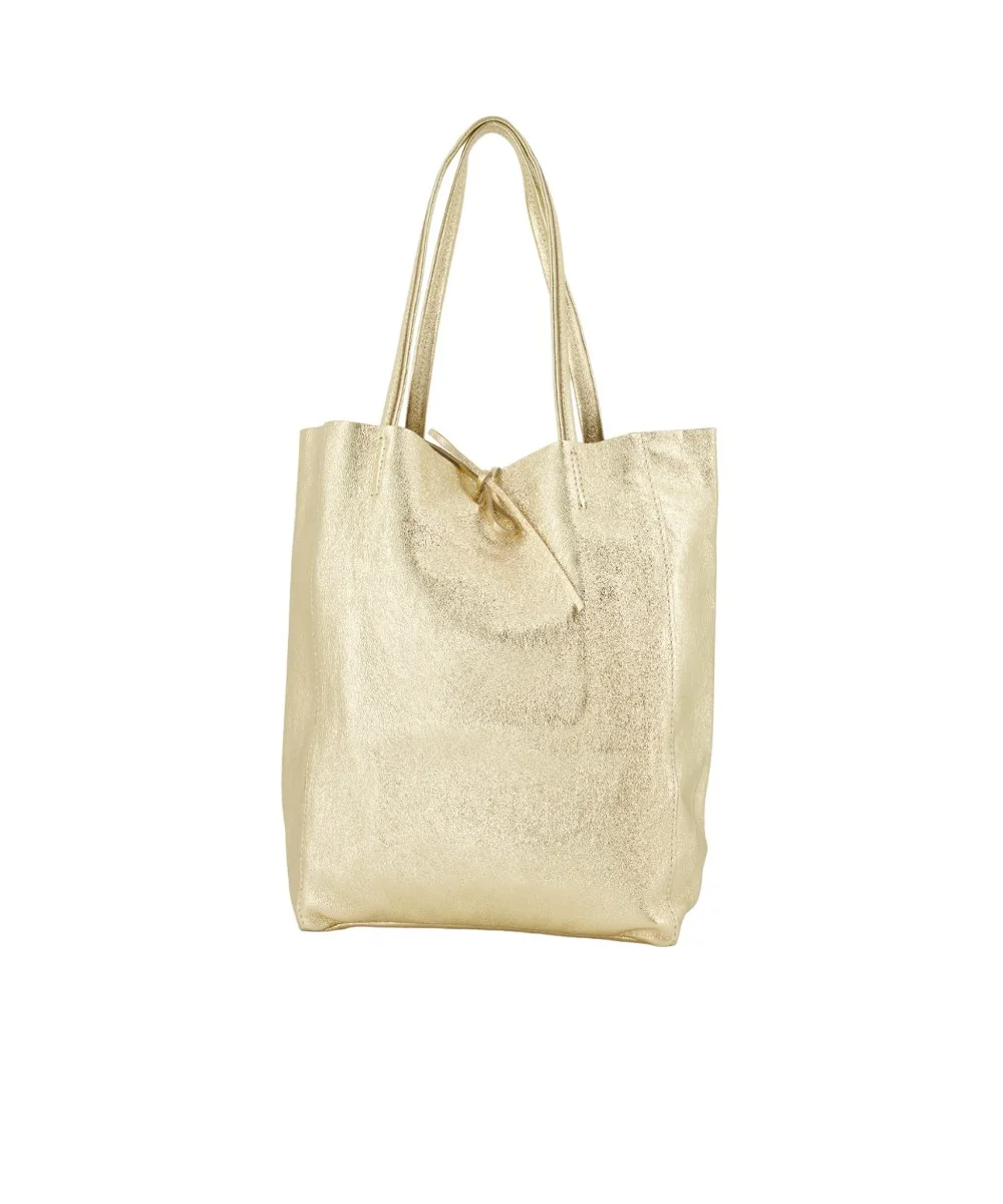 Leren-Shopper-Simple-Metallic-goud-gouden-metallic-lederen-shoppers-grote-tassen-handtassen-kopen-glans-coating-Italiaanse-tassen-kopen