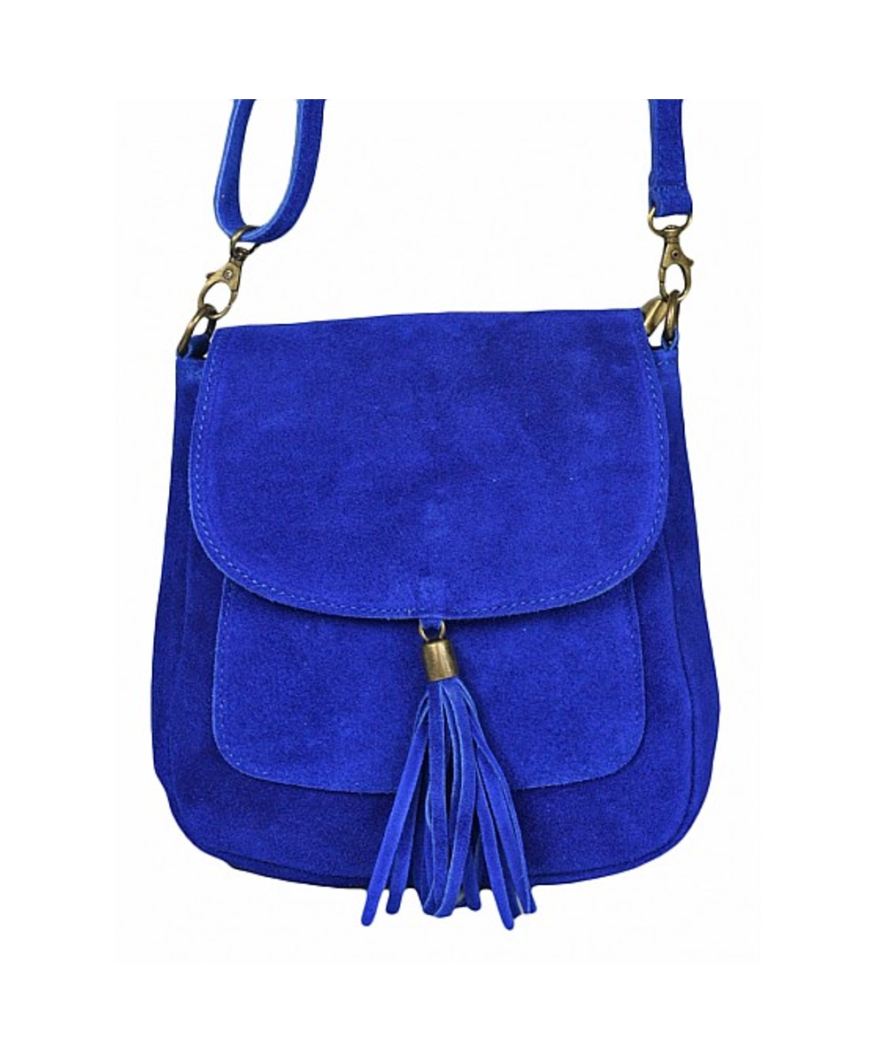 Suede Schoudertas Boho kobalt blauwe blauw suede leer leren tassen kwastje detail trendy tas schoudertas dames kopen bestellen online fashion1