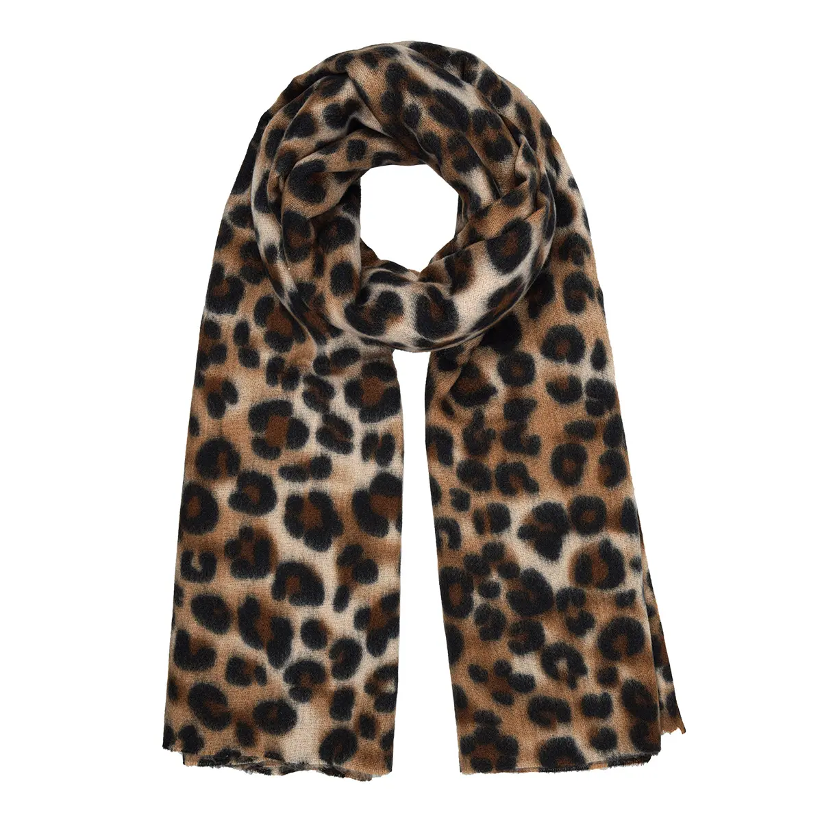 Wintersjaal Pretty Leopard bruin zwarte panter print sjaals dikke warme sjaals omslagdoeken dames winteraccesssoires kopen