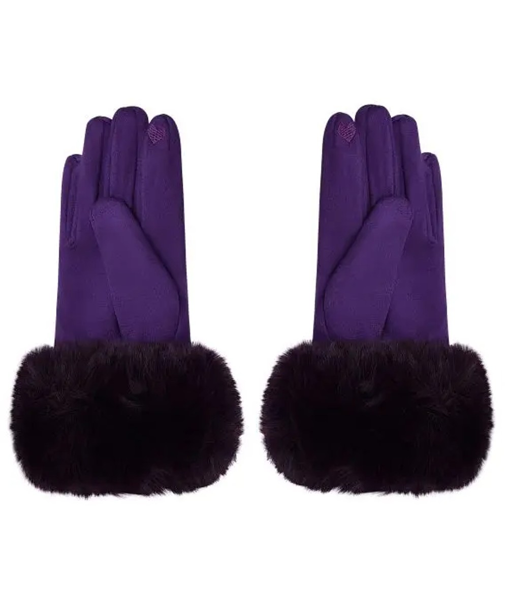 suèdine Handschoenen Faux Fur paars paarse gloves handschoen dames bont kopen bestellen winter accessoires achter