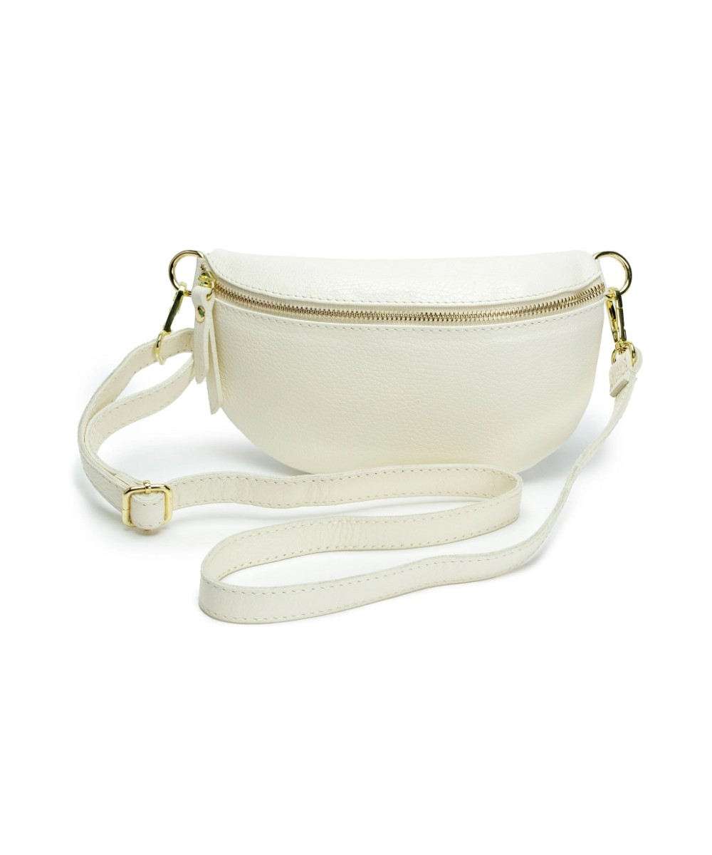 Leren-Schoudertas-Faya-simple-wit witte bumbag-schoudertas-rits-crossbody bag-tassen-kopen-bestellen-goedkope-lederen-tassen 2