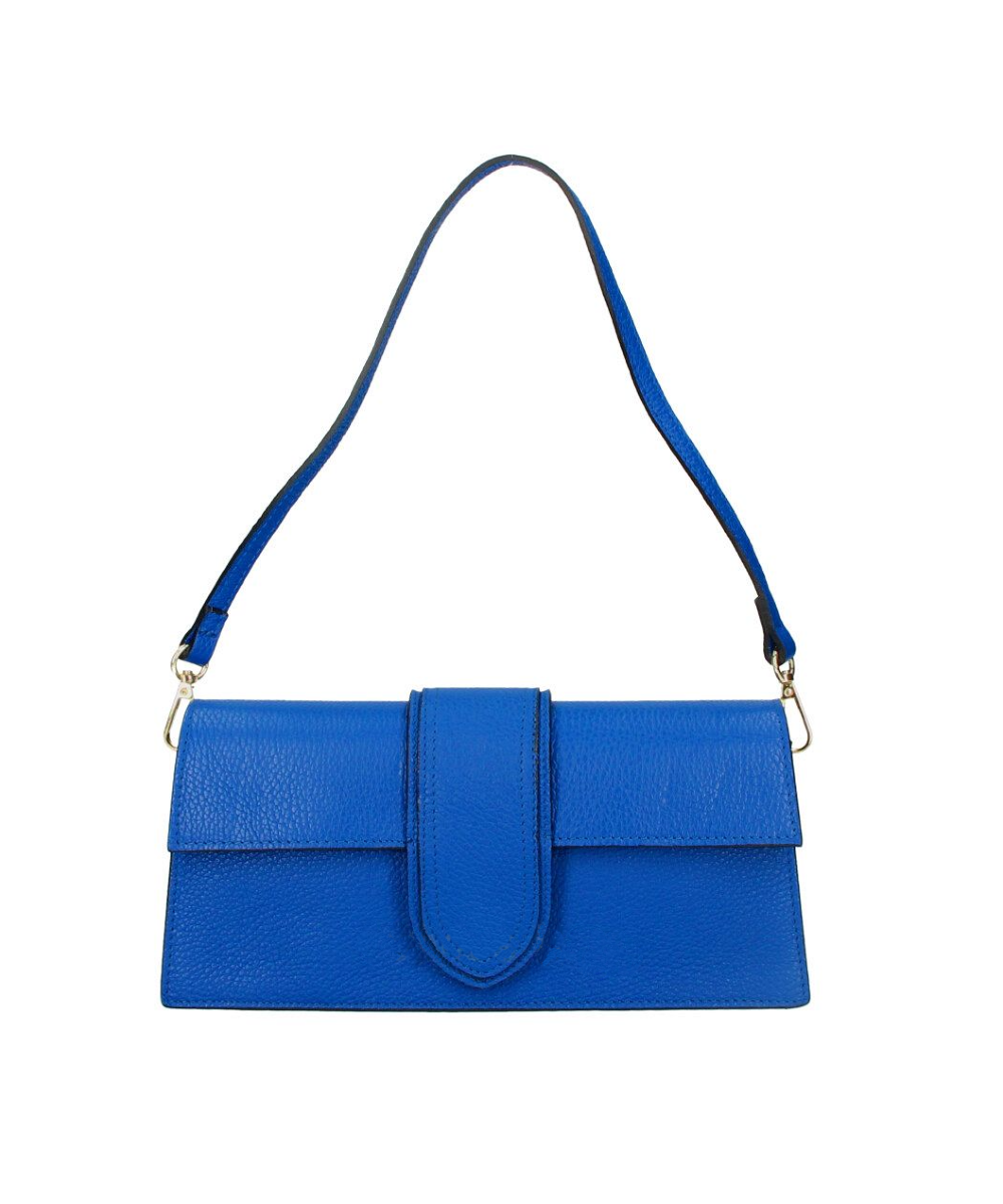 Leren Schoudertas Belle kobalt blauw blauwe trendy dames tassen leer italie stevige luxe it bags kopen bestellen