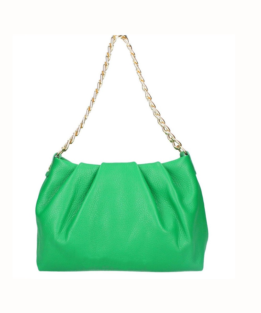 Leren Schoudertas Lara groen groene grote ruime tassen leer schakelketting hengsel luxe it bags kopen bestellen