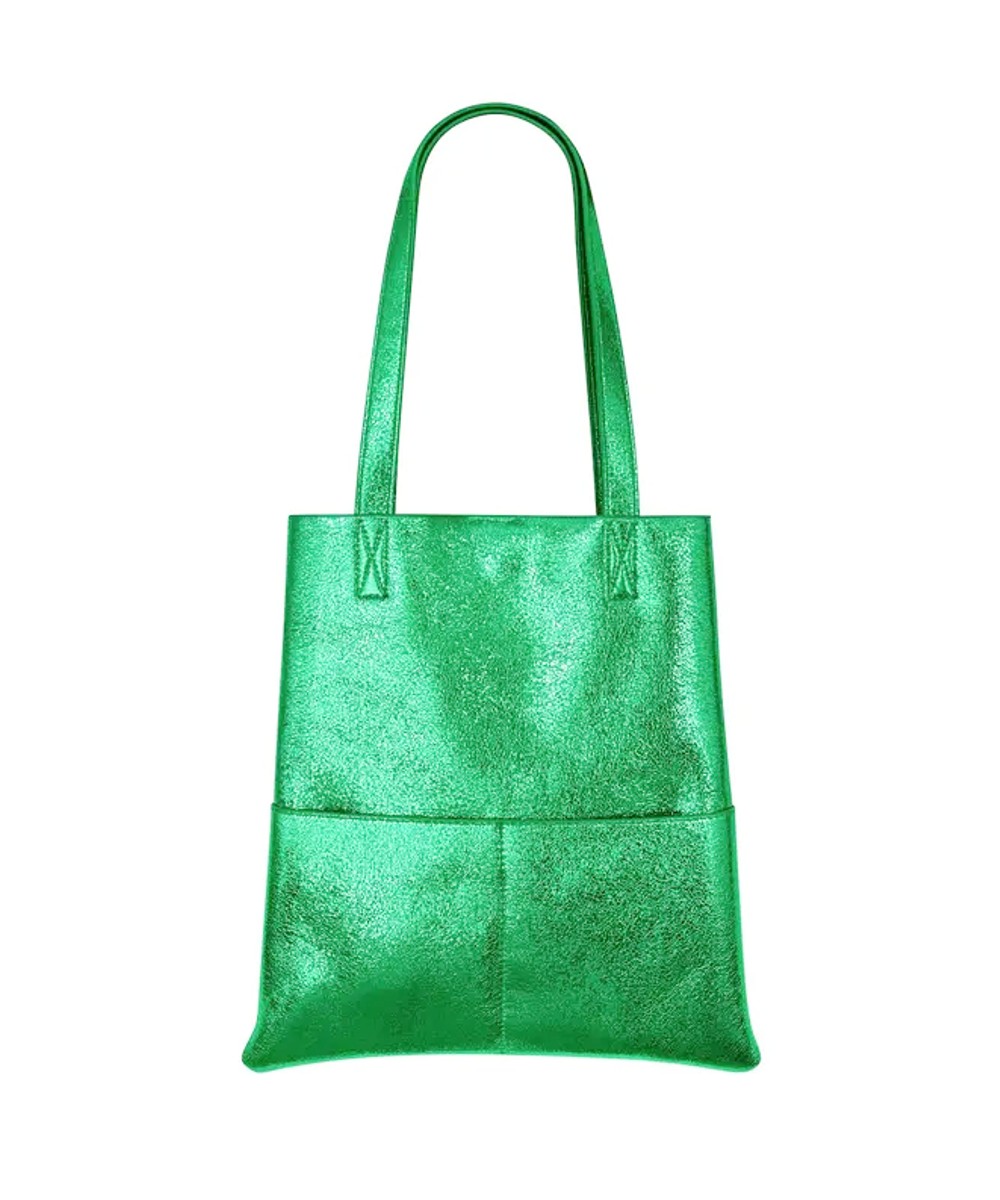 Metallic Shopper groen groene trendy handtassen etui metallic kunstleren tassen tas kopen bestellen shoppers