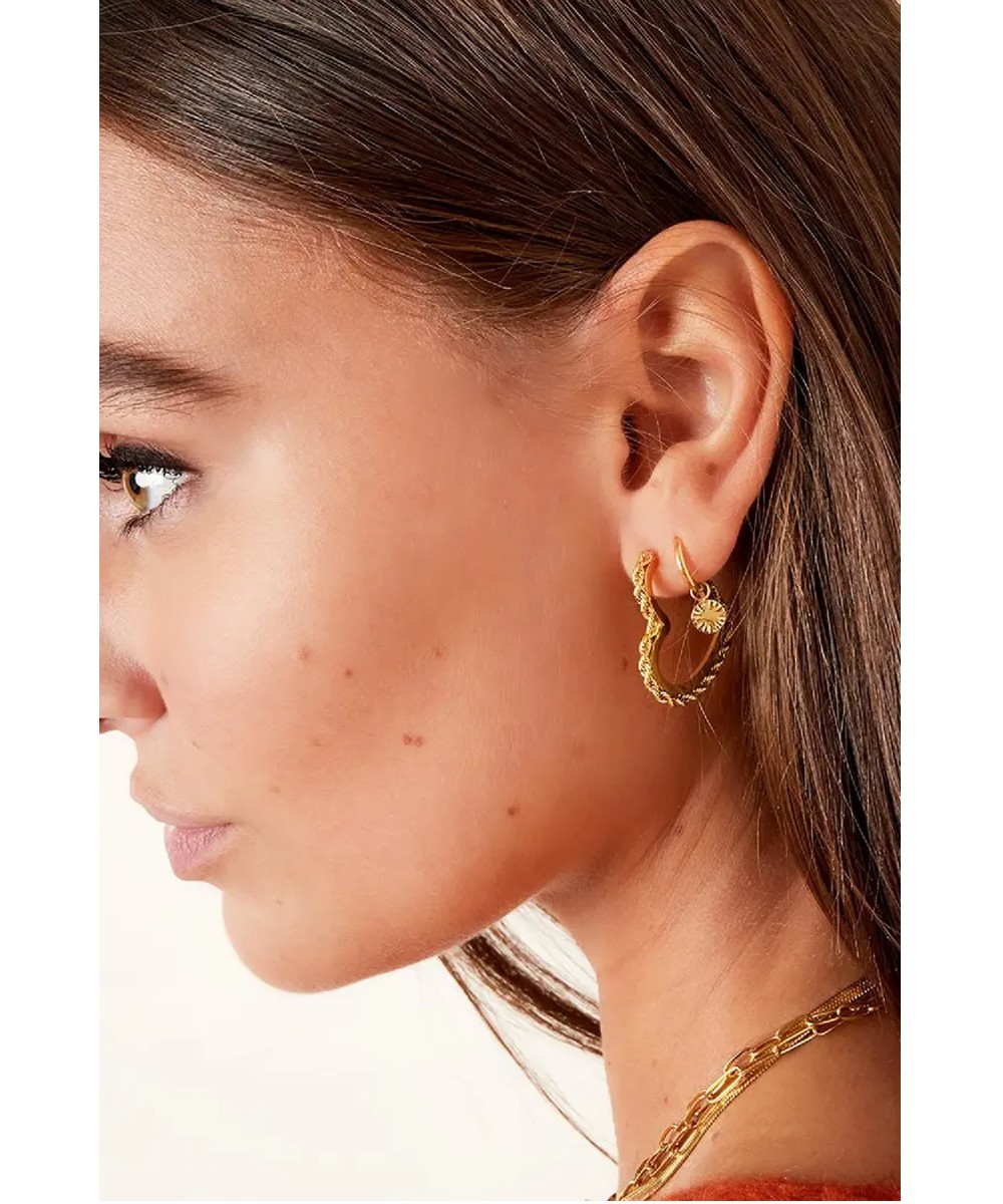 RVS Oorbellen Hart goud gouden hartvormige dames oorbellen gedaaid detail dames sieraden kopen bestellen detail