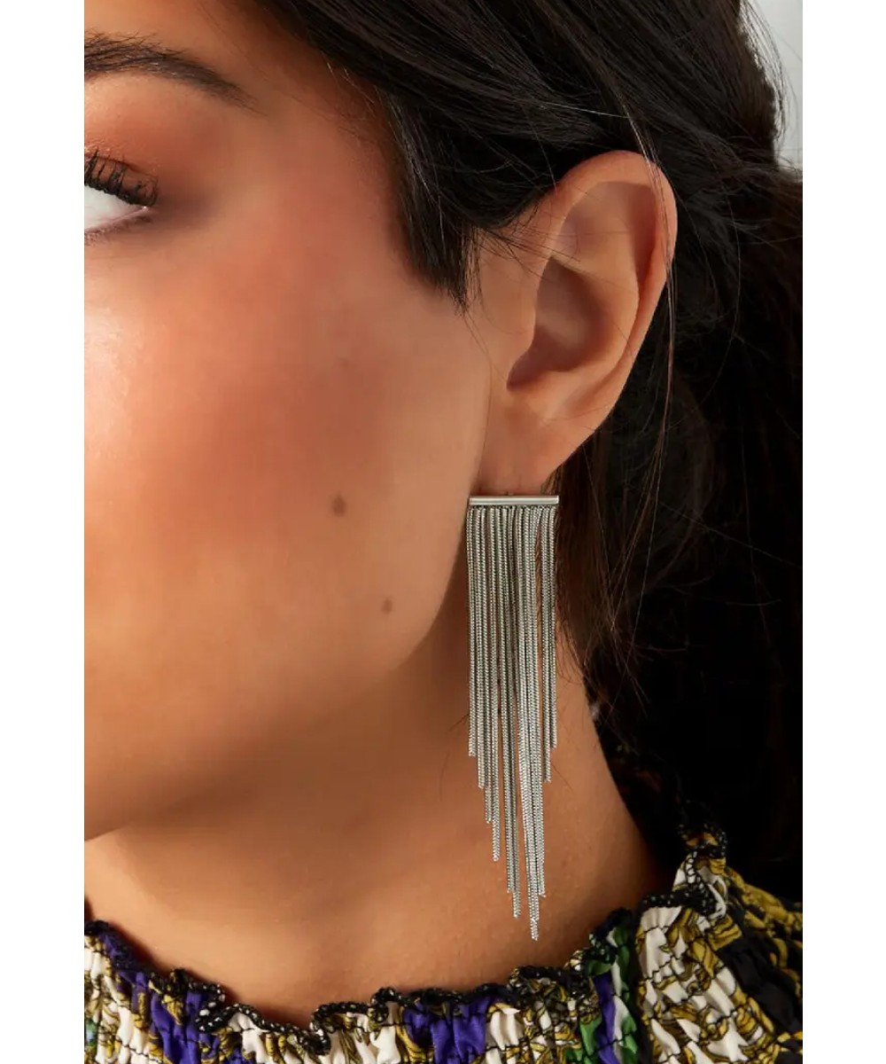 RVS Statement Oorbellen Long zilver zilveren lange oorbel dames sieraden fashion earrings kopen bestellen details