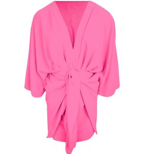Roze Kimono Jurk Sara roze pink overslag dames jurken trendy kleding jurkjes dresses kopen bestellen
