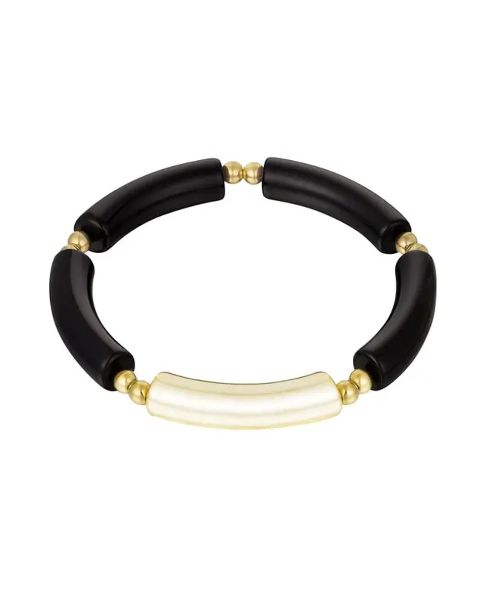 Tube Armband Black Gold zwarte stenen goud dames armbanden leuk gekleurde sieraden kopen bestellen