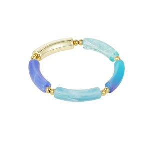 Tube Armband Minty Blue doorzichtige stenen goud dames armbanden leuk gekleurde sieraden kopen bestellen