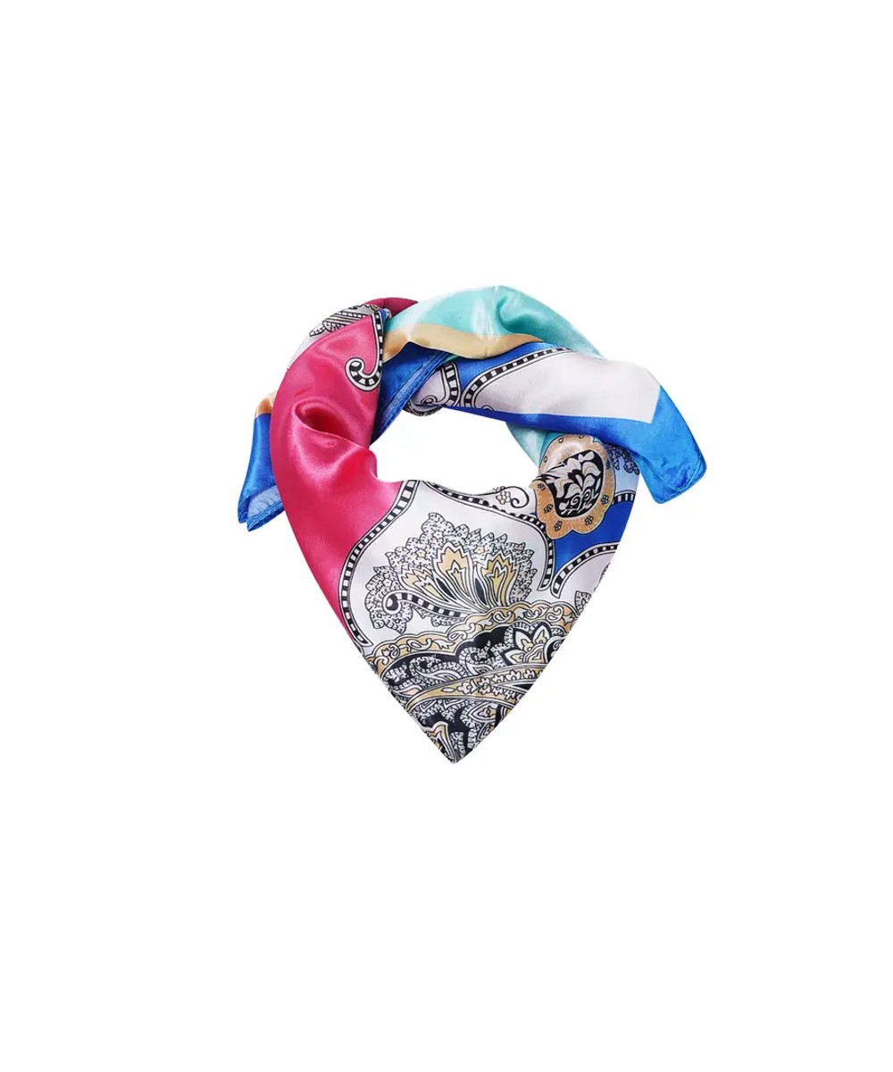 Sjaaltje Zomer print blauw blauwe fuchsia Sjaaltjes dames kleurrijke bandana kopen bestellen yehwang detail