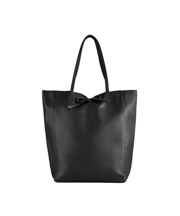 Leren-Shopper-Simple-zwart zwarte lederen-shoppers-grote-tassen-handtassen-kopen-kantoortassen-Italiaanse-tassen-kopen-