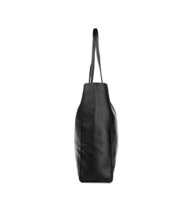 Leren-Shopper-Simple-zwart zwarte lederen-shoppers-grote-tassen-handtassen-kopen-kantoortassen-Italiaanse-tassen-kopen-side