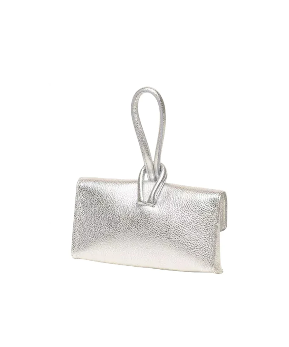 Leren Handtas Metallic Sisi zilver zilveren metallic handtasssen look a like italiaans leder chique luxe tassen kopen bestellen achter