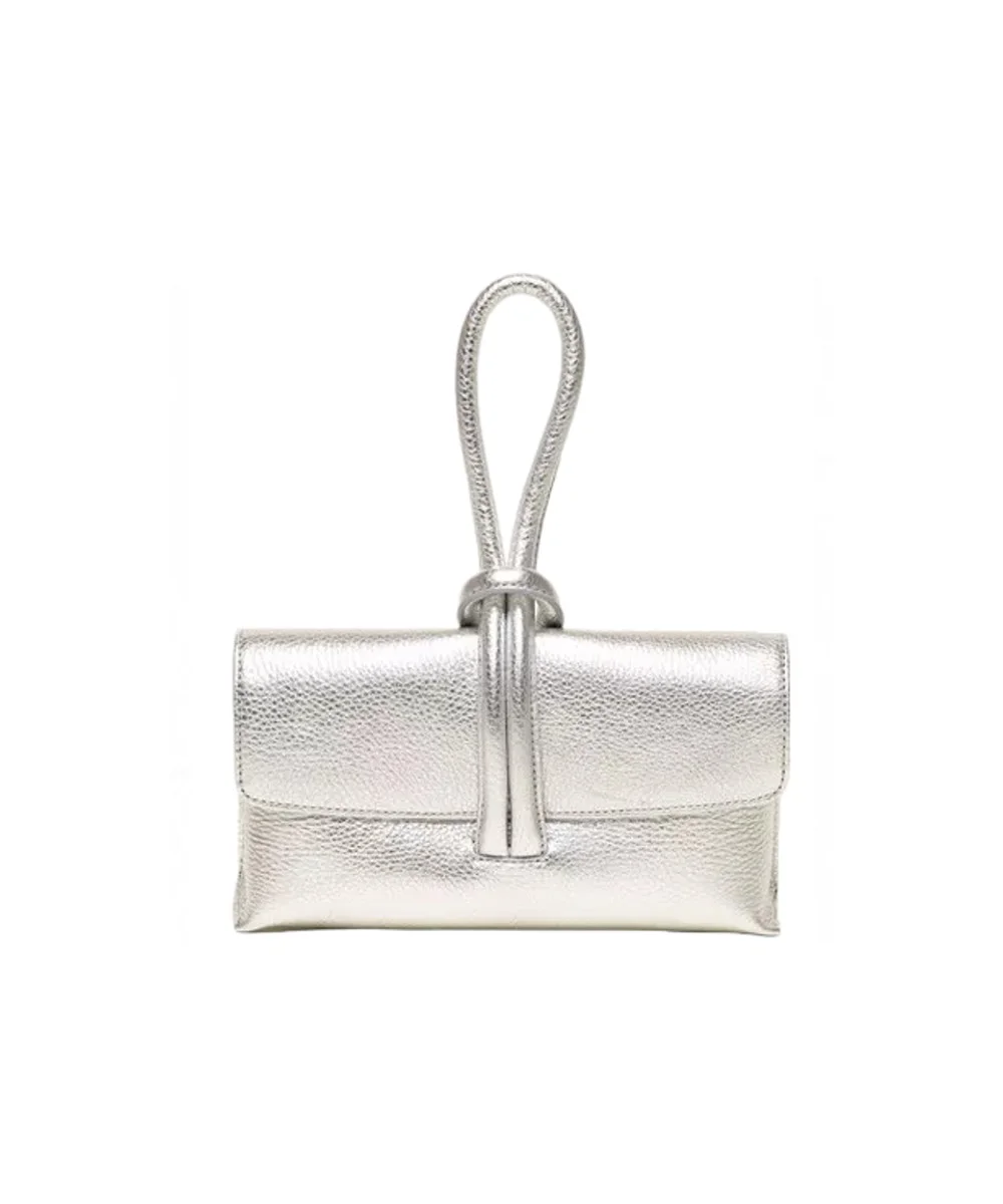 Leren Handtas Metallic Sisi zilver zilveren metallic handtasssen look a like italiaans leder chique luxe tassen kopen bestellen