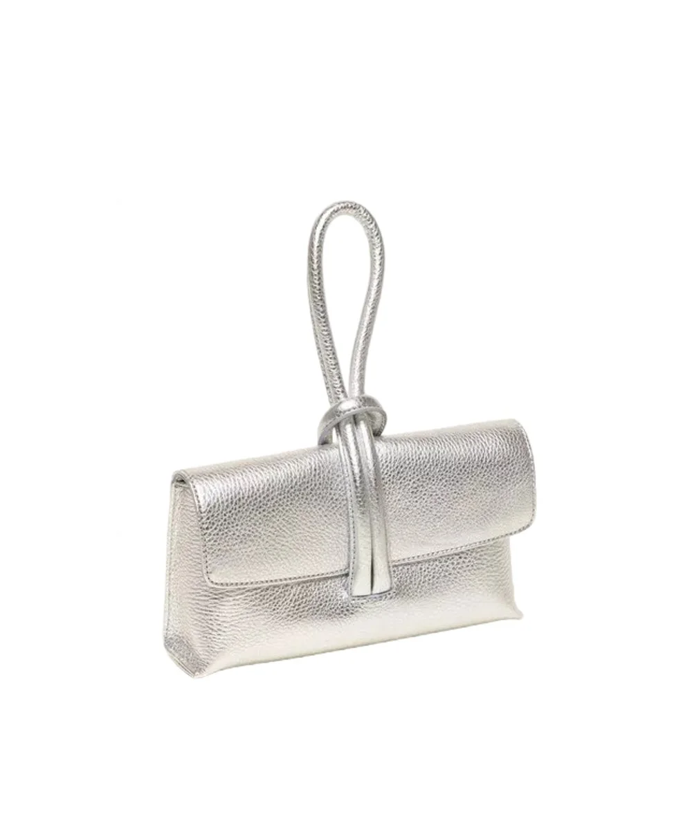 Leren Handtas Metallic Sisi zilver zilveren metallic handtasssen look a like italiaans leder chique luxe tassen kopen bestellen side