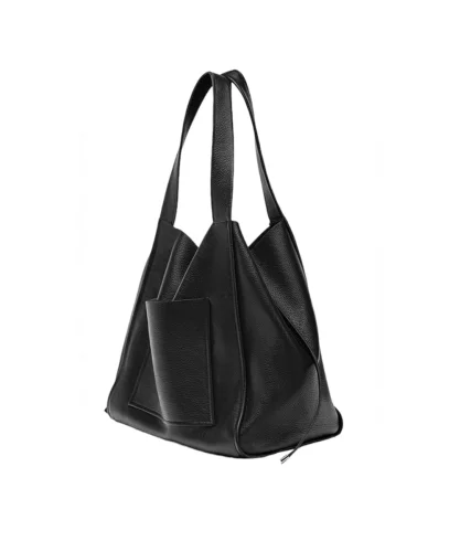 Leren Shopper Leira zwart zwarte grote leren handtassen leder voorvak magneetsluiting trendy leer tassen kopen bestellen side