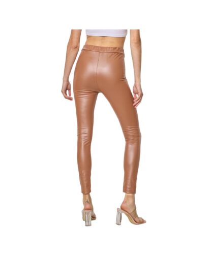 Camel LEATHERLOOK-LEGGING-cognac-bruin bruine dames-leggings-leder-glans-broeken-kopen-bestellen faux leather achter