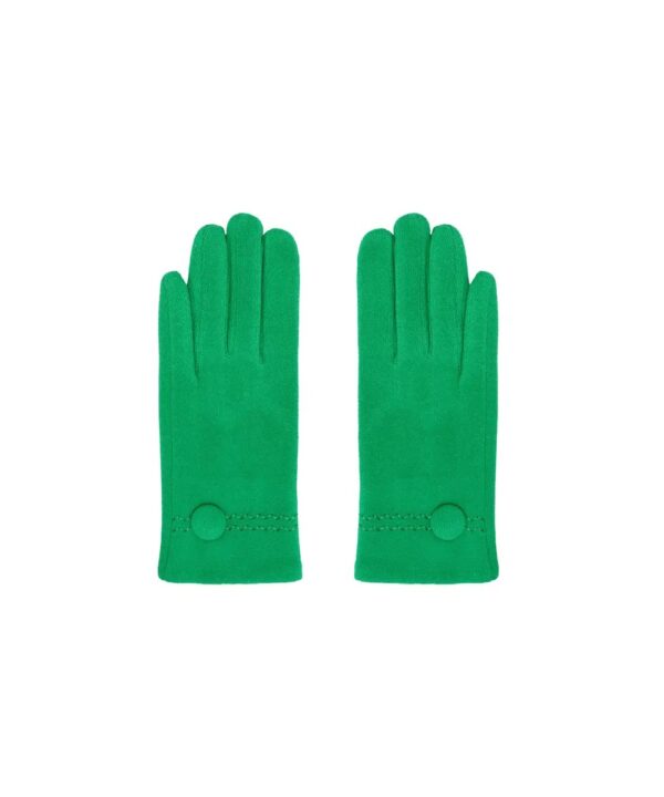 Groen Handschoenen Knoop Groene dames handschoenen suedine look knoop detail winter accessoires kopen bestellen