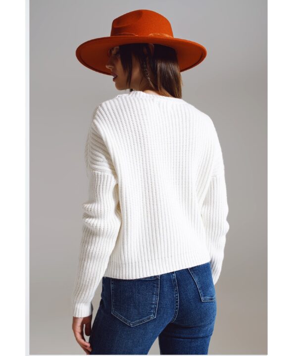 Witte Trui Chinky wit truien rijststeek sweaters gebreide warme kleding kopen bestellen fashion achter