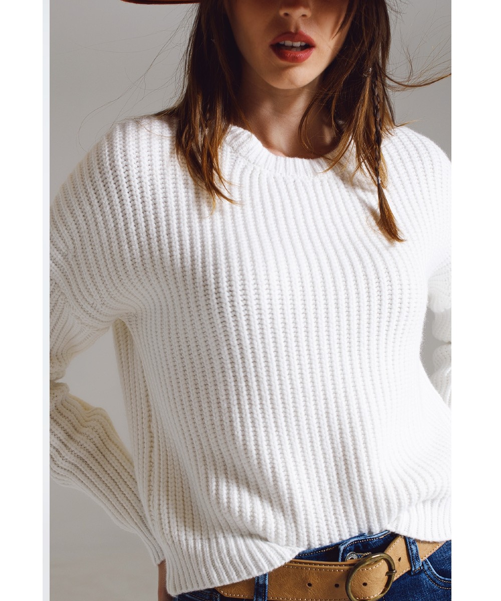 Witte Trui Chinky wit truien rijststeek sweaters gebreide warme kleding kopen bestellen fashion details