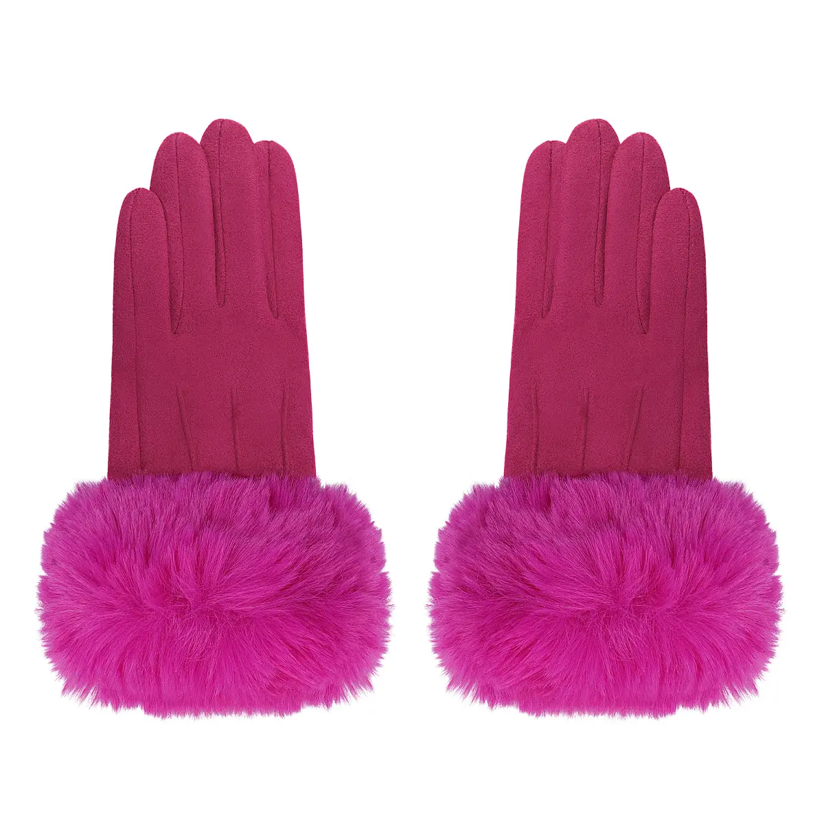 suèdine Handschoenen Faux Fur fuchsia gloves handschoen dames bont kopen bestellen winter accessoires