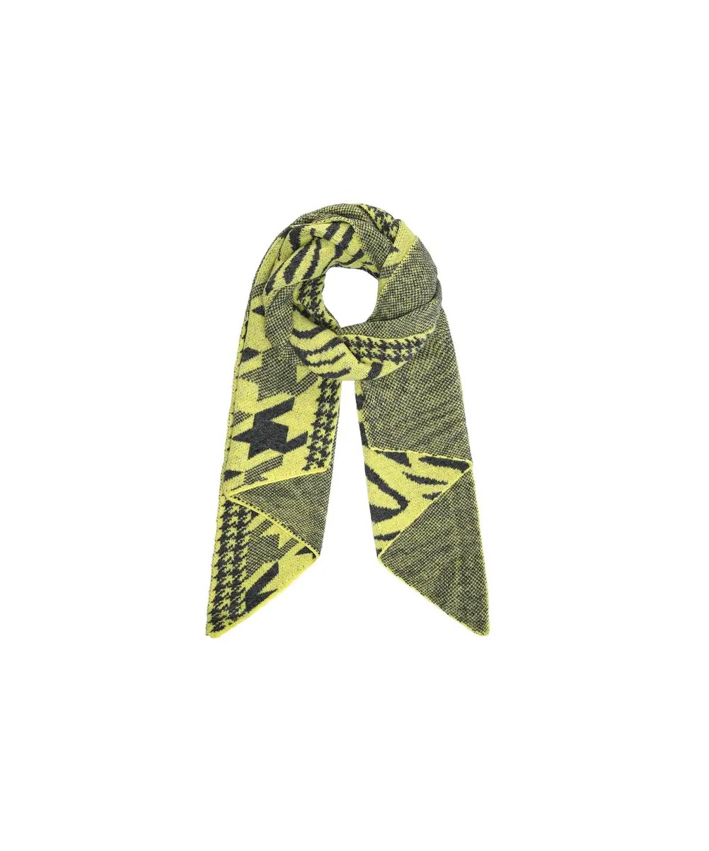 gele Combi Print Wintersjaal geel zwarte tijger print winter sjaals omslagdoeken yehwang kopen bestellen