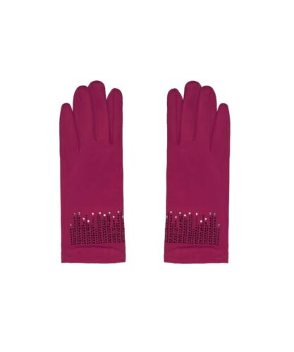 Fuchsia Suedine Handschoenen Sparkle Fuchsia dames handschoenen winter strass steentjes kopen bestellen