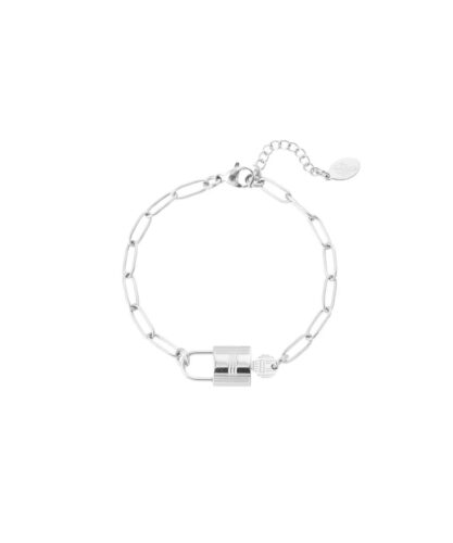 RVS Schakelarmband Lock zilver zilveren schakelarmband bracelet met slot en sleutel gesp kopen bestellen detail