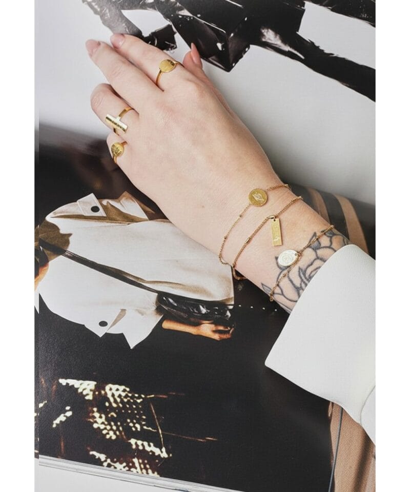 Ring en armband Space-Moon-goud gouden-dames-open-ringen-tekst-verstelbare-fashion-vierkante-rvs-ringen-kopen