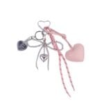 Bag Charm Harten roze grote bagcharm zilveren bedelstas accessoires trendy musthaves