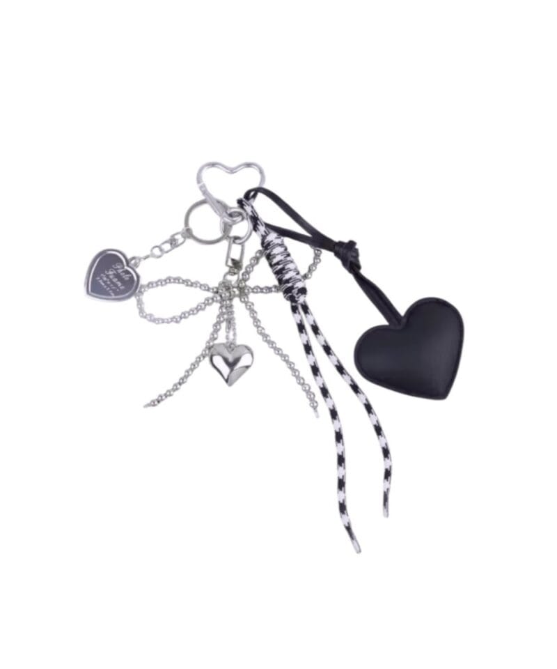 Bag Charm Harten zwart zwarte grote bagcharm zilveren bedelstas accessoires trendy musthaves model