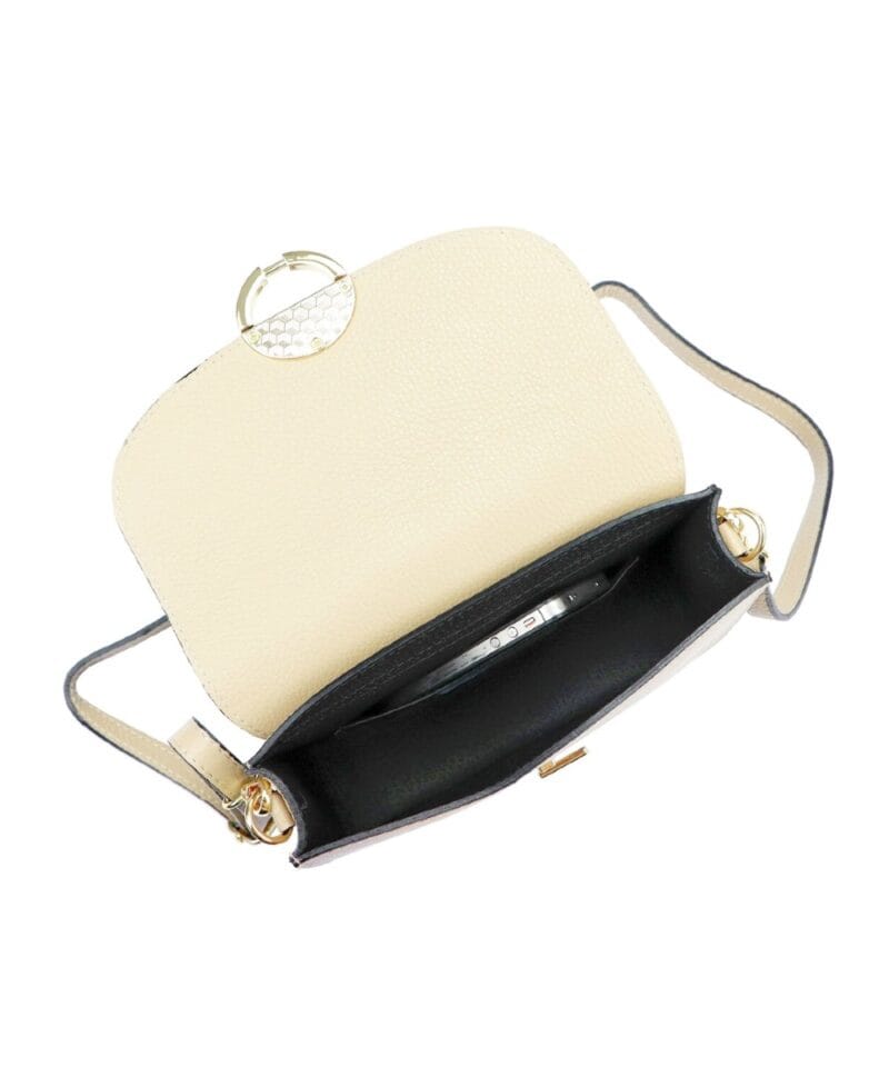 Beige Leren Schoudertas Ronde Gesp Beige leder leer schoudertassen dames stevig luxe trendy dames tassen kopen bestellen open