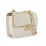 Beige Schoudertas Celia beige leren leer schoudertassen ketting hengsel gouden gesp kopen bestellen side1