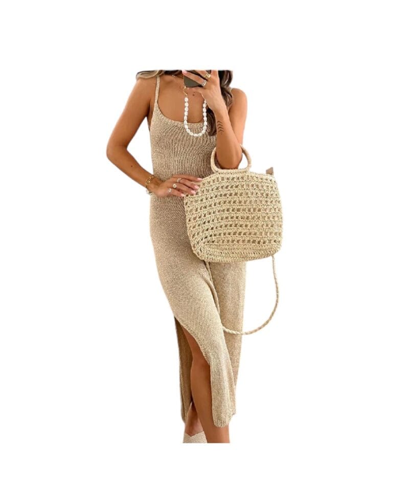 Beige Strandtas Braided rieten rattan strandtassen beachbags handtassen kopen bestellen details
