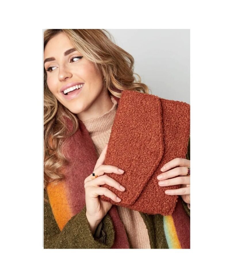 Bruine Schoudertas Teddy Basic Bruin bruine schoudertassen teddystof gekleurde bagstrap trendy tassen kopen bestellen details model