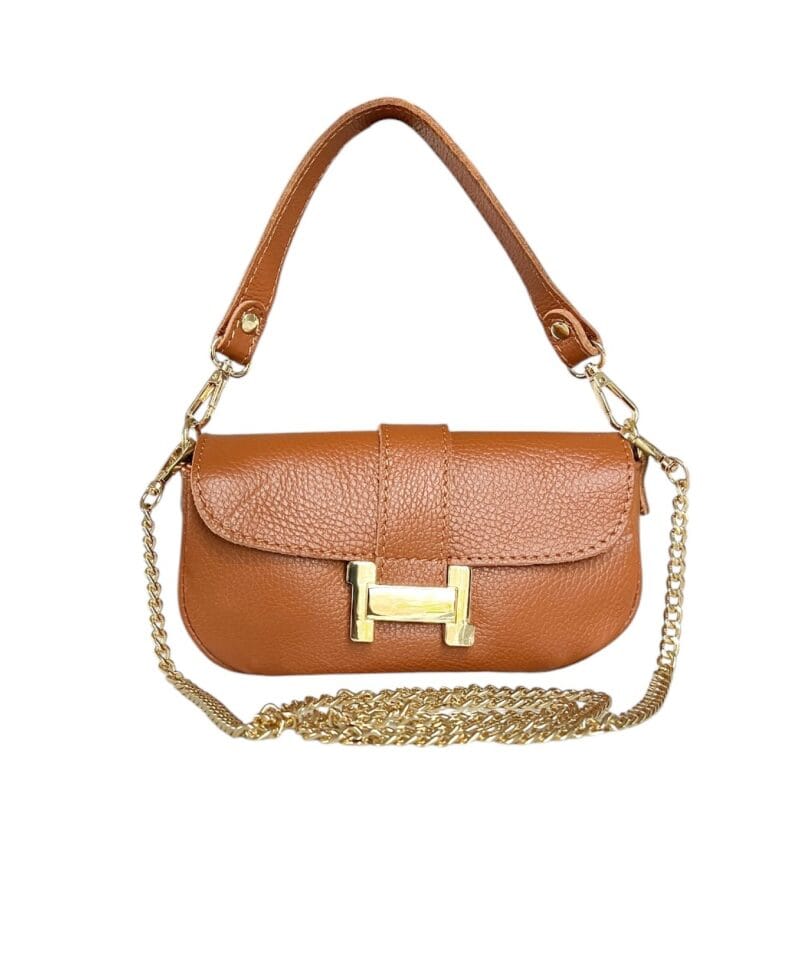 Cognac Leren Handtas gouden H Gesp cognac leer tasjes kettinghengsel crossbodytassen kopen bestellen