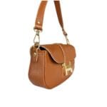 Cognac Leren Handtas gouden H Gesp cognac leer tasjes kettinghengsel crossbodytassen kopen bestellen zij2